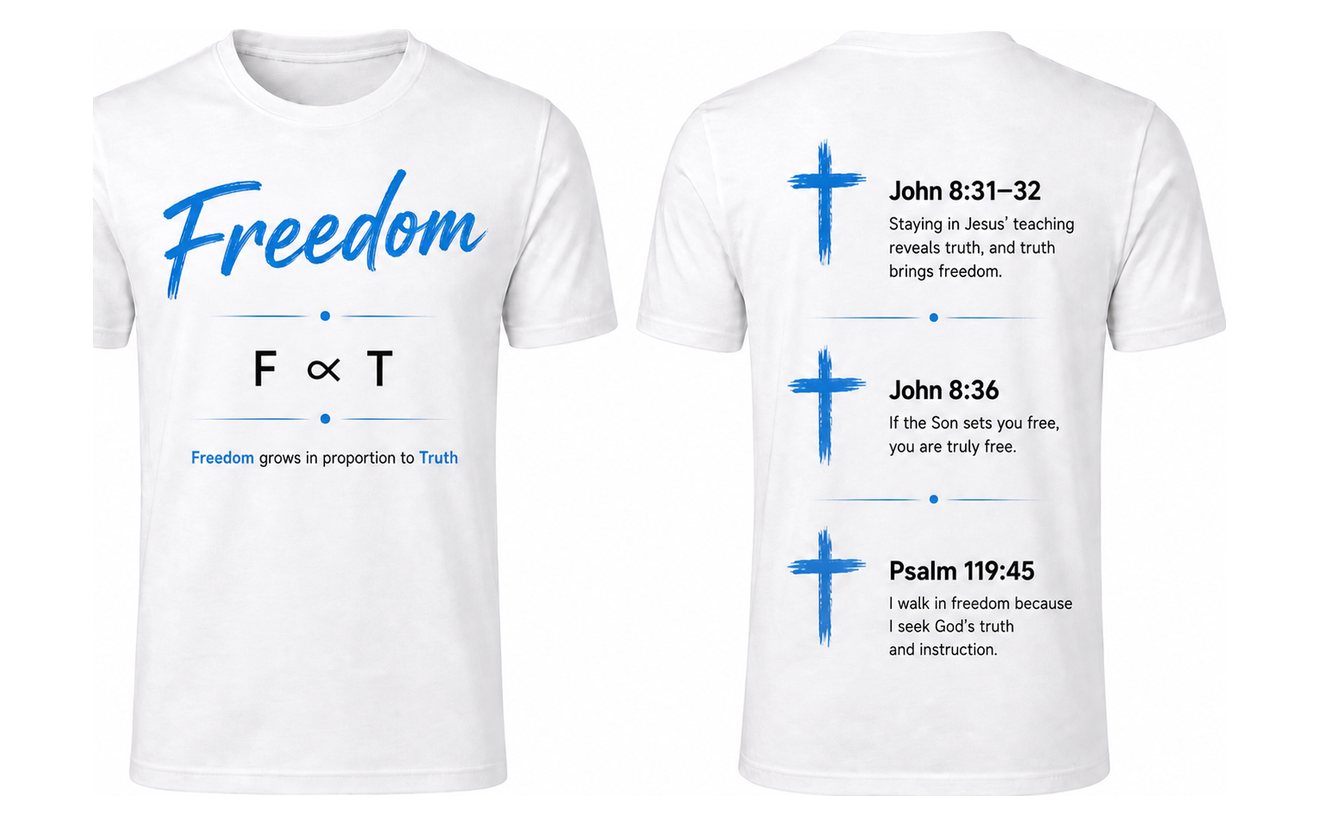 Freedom T-shirt, front and back, in White