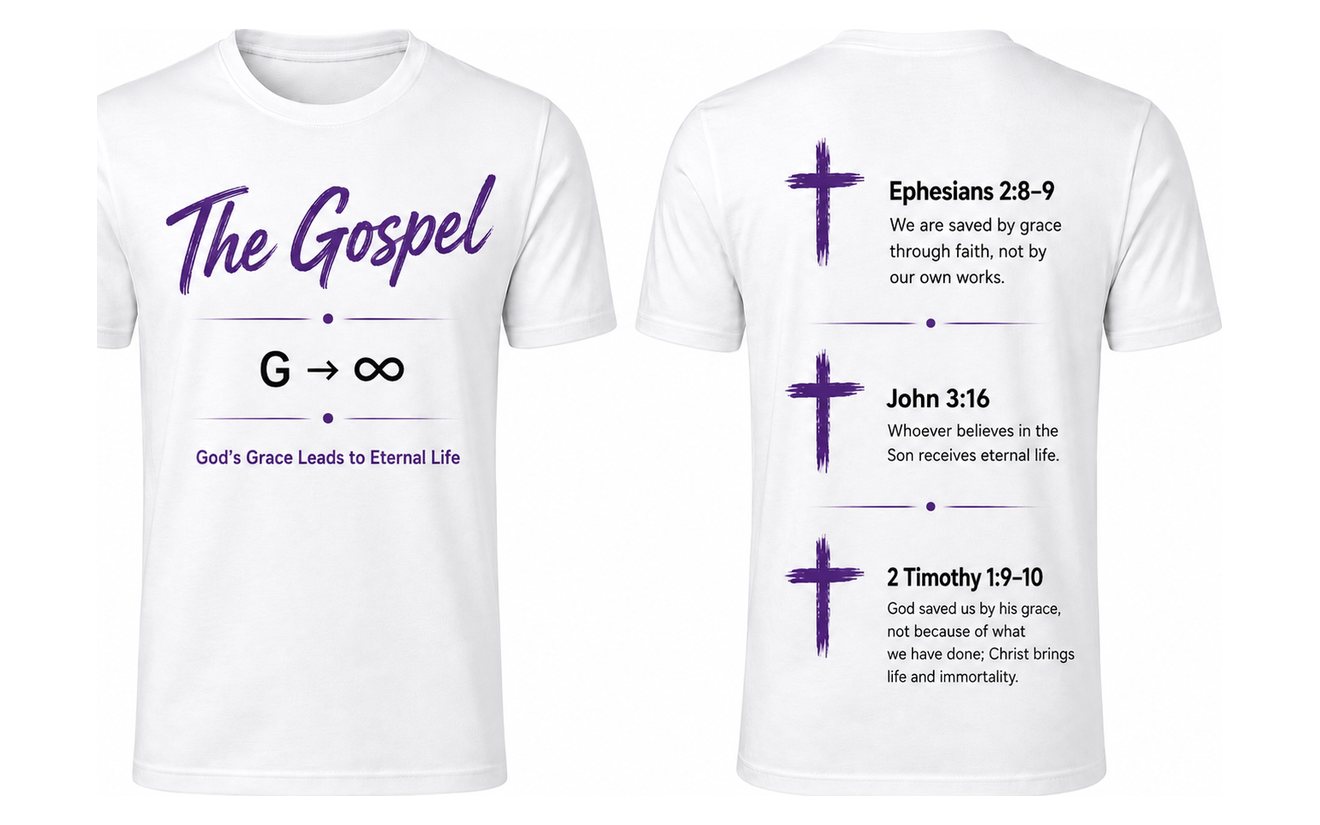 The Gospel T-shirt, front and back, in White